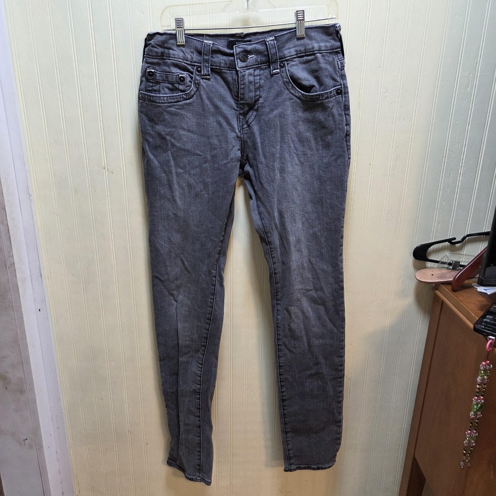 True Religion Rocco Jeans Mens 32x34 Gray Relaxed Skinny Stretch Denim Pants